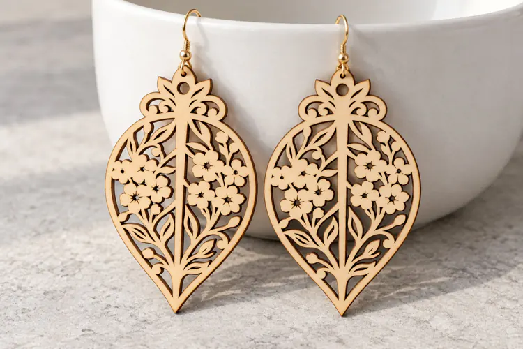 Ornate Floral Laser Cut Earrings SVG Design laser cut svg