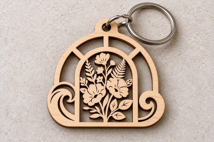 loral Arch Window Keychain Laser Cut SVG PNG DXF EPS example image 1