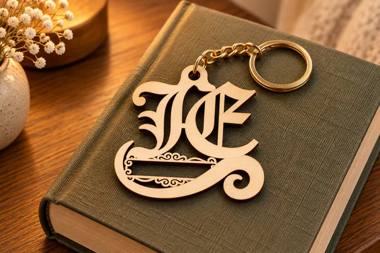 Swirl Keychain Laser Cut SVG PNG DXF EPS, Wooden Keyring