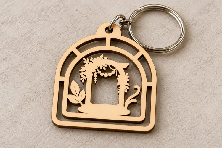 Floral Wedding Arch Keychain Laser Cut SVG PNG DXF EPS