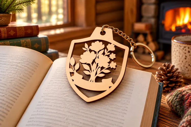 Floral Bouquet Shield Keychain Laser Cut SVG PNG DXF EPS