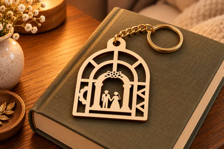 Bride and Groom Wedding Arch Keychain Laser Cut SVG PNG DXF