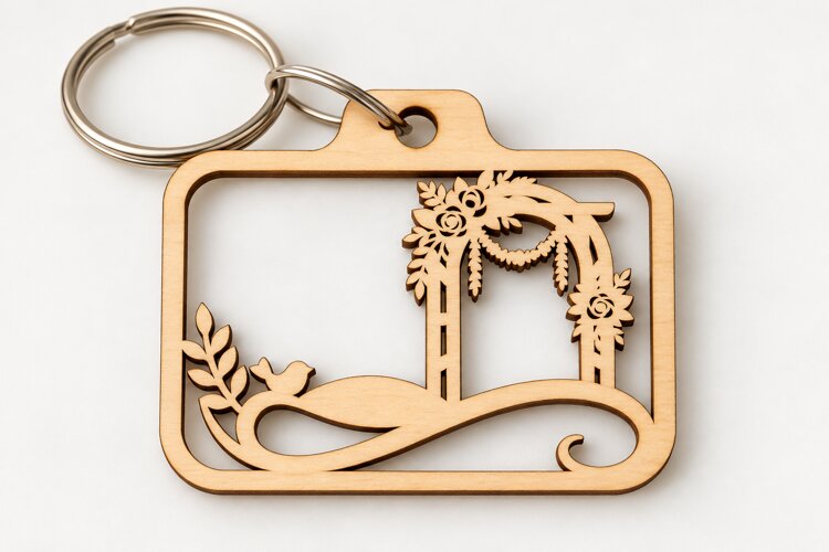Floral Wedding Arch Landscape Keychain Laser Cut SVG PNG DXF example image 1