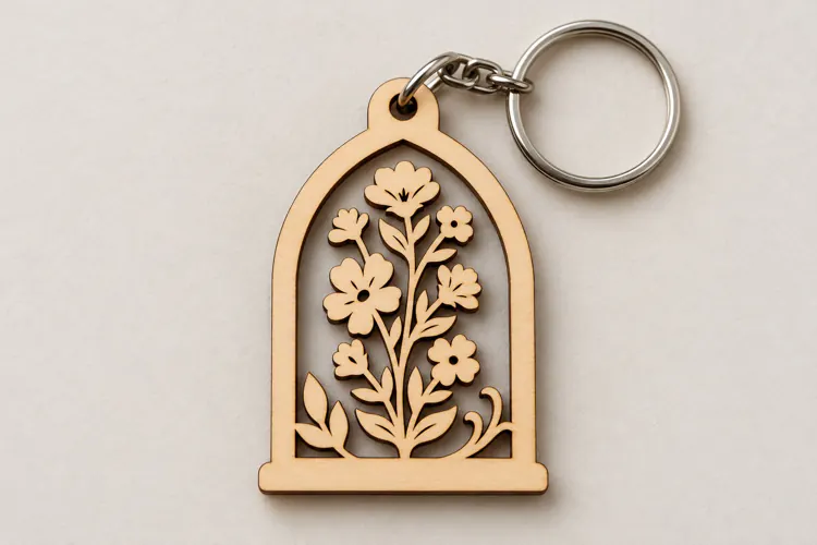 Wildflower Arch Keychain Laser Cut SVG PNG DXF EPS, Wooden