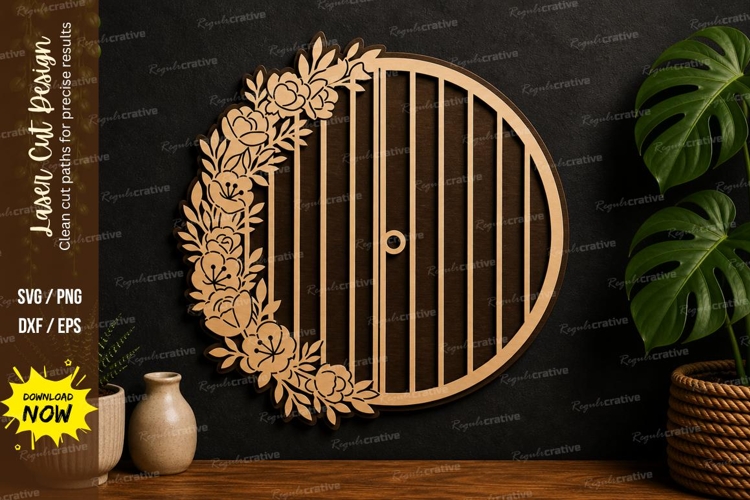 Floral Door Frame Design laser cut svg File example image 1