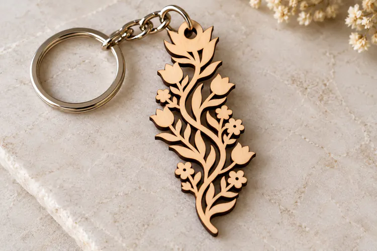 Vertical Wildflower Vine Keychain Laser Cut SVG PNG DXF EPS