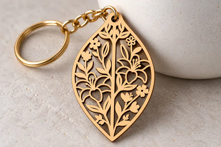 Pointed Leaf Floral Bouquet Keychain Laser Cut SVG PNG DXF