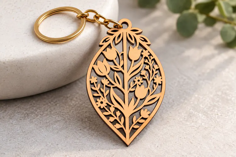 Teardrop Spring Flower Bouquet Keychain Laser Cut SVG PNG