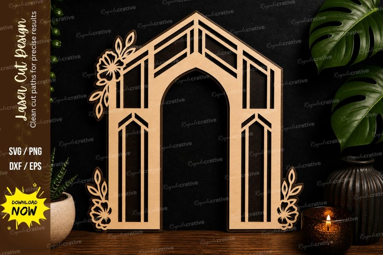 Geometric Arch Frame laser cut svg File geometric arch laser example image 1