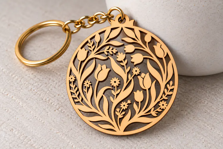 Round Wildflower Botanical Keychain Laser Cut SVG PNG DXF