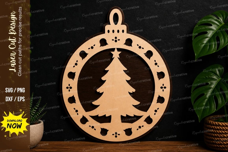 Christmas Tree Ornament laser cut svg File christmas tree example image 1