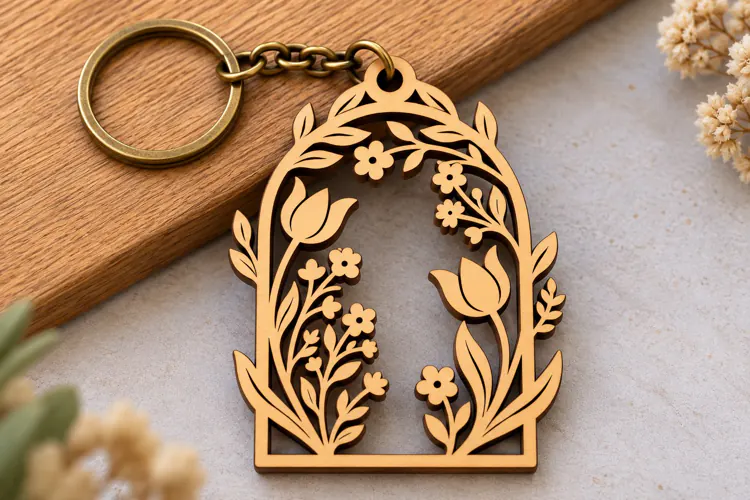Floral Garden Arch Keychain Laser Cut SVG PNG DXF EPS