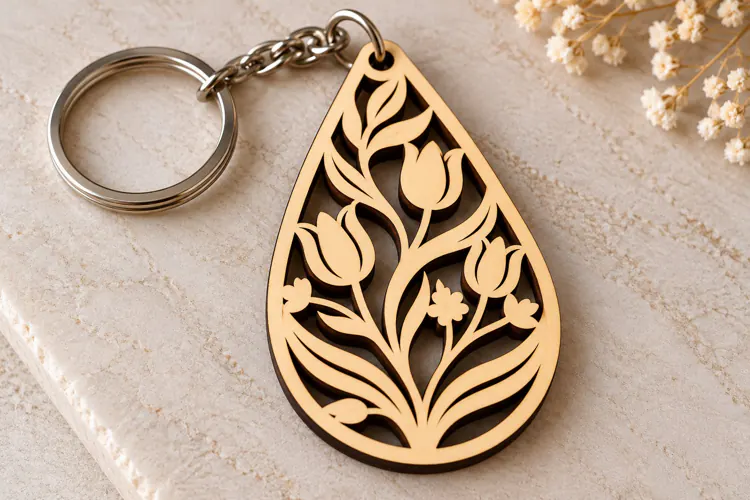 Teardrop Tulip Bouquet Keychain Laser Cut SVG PNG DXF EPS