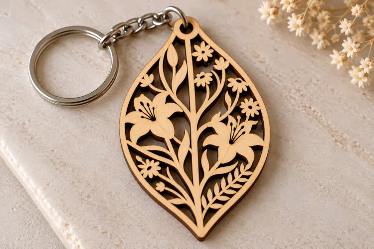 Pointed Wildflower Bouquet Keychain Laser Cut SVG PNG DXF