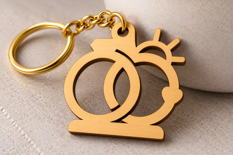 Interlocking Wedding Rings Keychain Laser Cut SVG PNG DXF