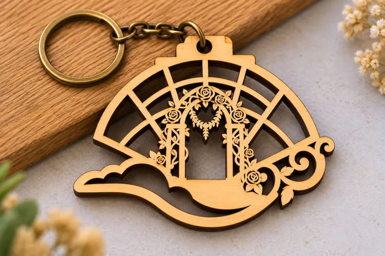 Fan Shape Wedding Arch Keychain Laser Cut SVG PNG DXF EPS