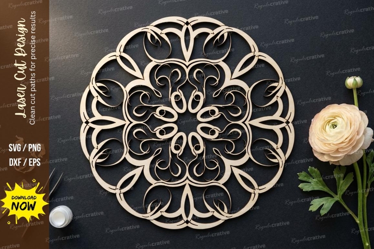 Floral Mandala Laser Cut SVG laser cut svg, floral mandala,