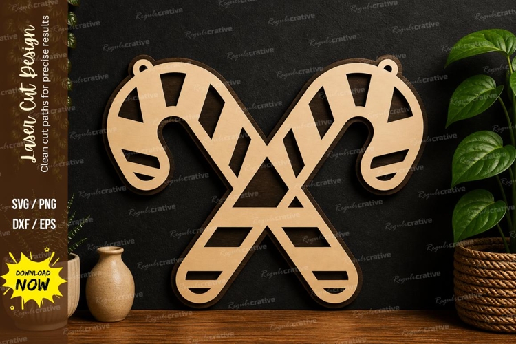 Candy Cane Cross laser cut svg File candy cane cross laser example image 1
