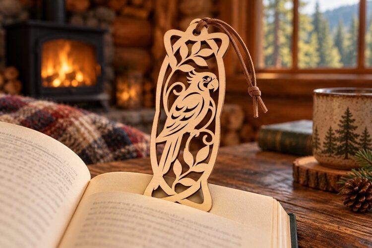 Ornamental Swirl Rose Bookmark Laser Cut SVG PNG DXF EPS example image 1