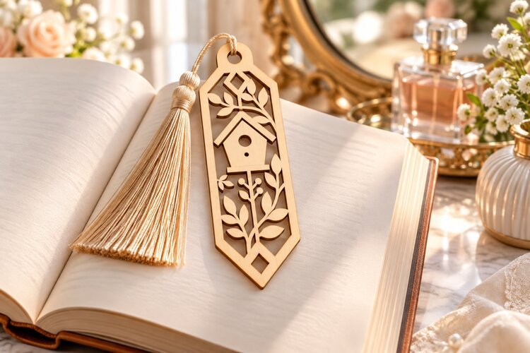 Floral Diamond Bookmark Laser Cut SVG PNG DXF EPS, Wooden example image 1
