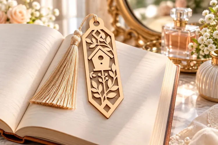 Floral Diamond Bookmark Laser Cut SVG PNG DXF EPS, Wooden