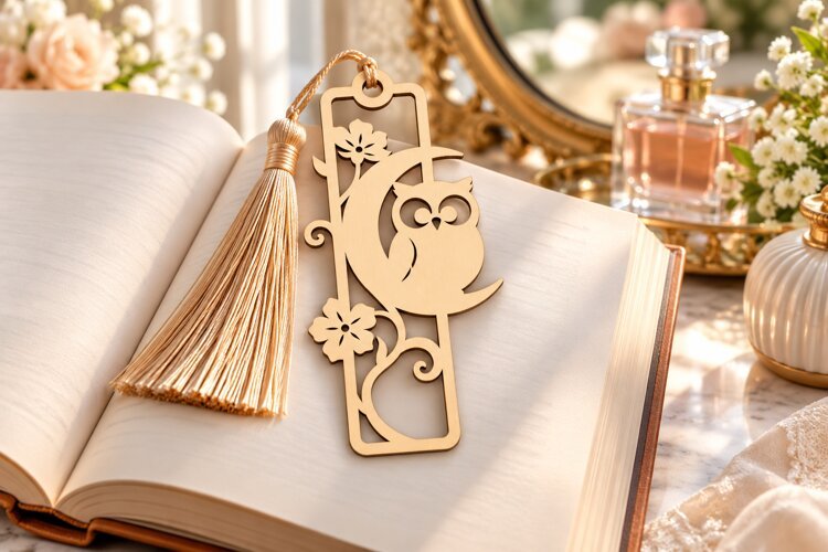 Cat Silhouette Floral Bookmark Laser Cut SVG PNG DXF EPS example image 1