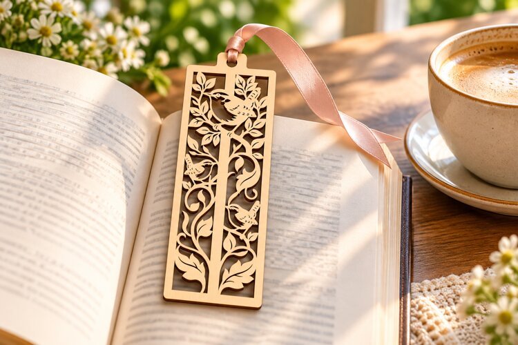 Intricate Floral Vine Rectangle Bookmark Laser Cut SVG PNG example image 1