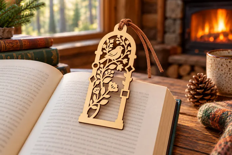 Floral Spray Bookmark Laser Cut SVG PNG DXF EPS, Wooden Book