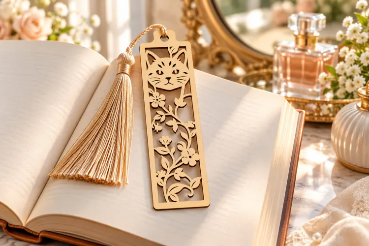 Floral Vine Rectangular Bookmark Laser Cut SVG PNG DXF EPS