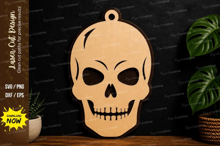 Skull Halloween Decor laser cut svg File skull laser cut example image 1