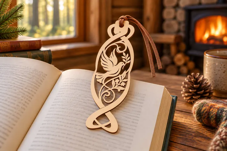 Swirl Floral Oval Bookmark Laser Cut SVG PNG DXF EPS, Wooden