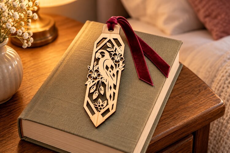 Floral Pointed Arch Bookmark Laser Cut SVG PNG DXF EPS example image 1