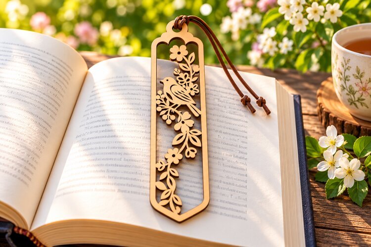 Wildflower Garden Slim Bookmark Laser Cut SVG PNG DXF EPS example image 1
