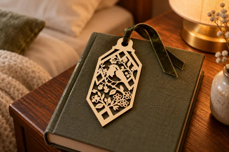 Geometric Botanical Diamond Bookmark Laser Cut SVG PNG DXF