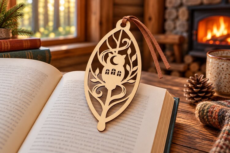 Crescent Moon Bookmark Laser Cut SVG PNG DXF EPS, Wooden example image 1