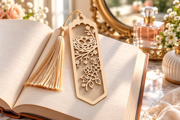Floral Bouquet Rounded Bookmark Laser Cut SVG PNG DXF EPS example image 1