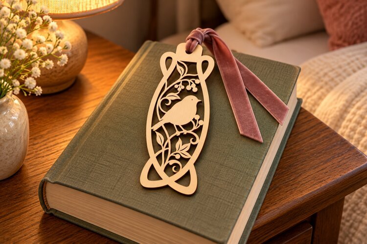 Rose Vine Oval Bookmark Laser Cut SVG PNG DXF EPS, Wooden example image 1