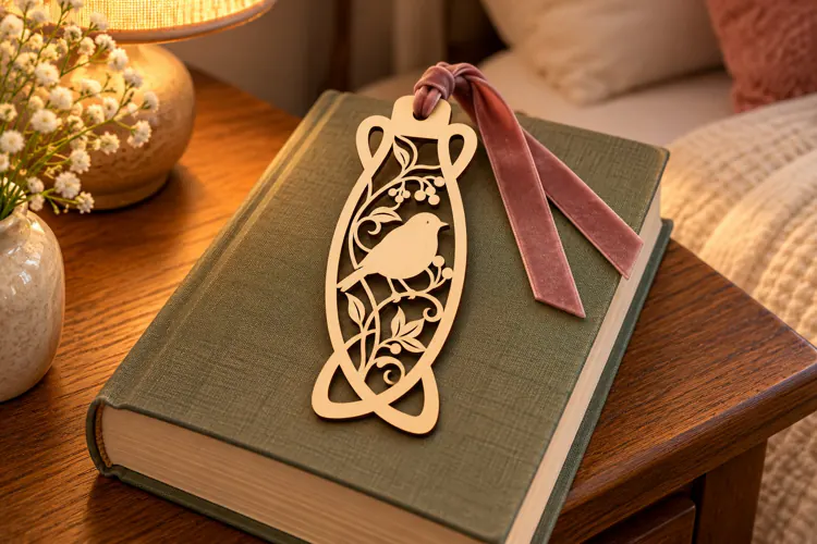 Rose Vine Oval Bookmark Laser Cut SVG PNG DXF EPS, Wooden