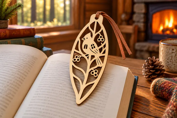 Owl Woodland Leaf Bookmark Laser Cut SVG PNG DXF EPS
