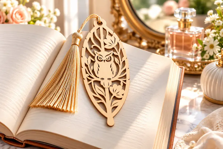 Floral Leaf Bookmark Laser Cut SVG PNG DXF EPS, Wooden Book