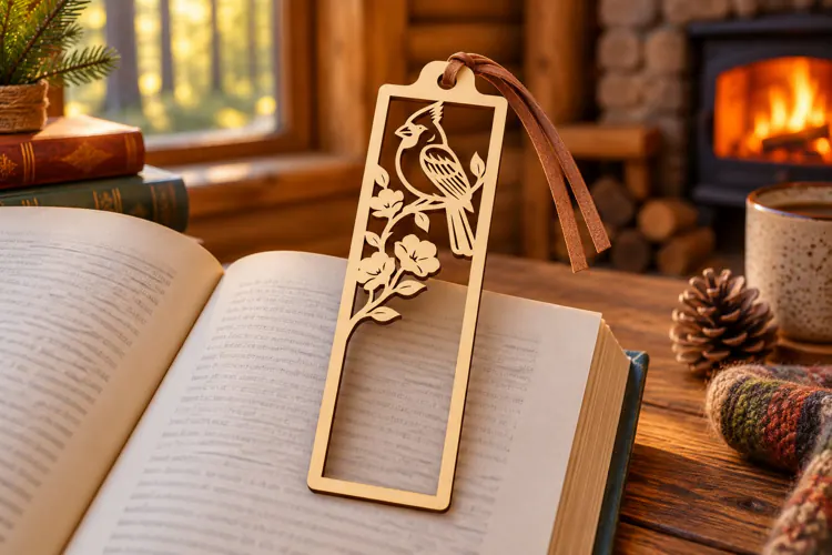 Floral Stem Bookmark Laser Cut SVG PNG DXF EPS, Wooden Book