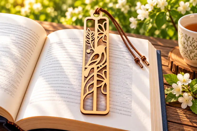 Botanical Flower Bookmark Laser Cut SVG PNG DXF EPS, Wooden