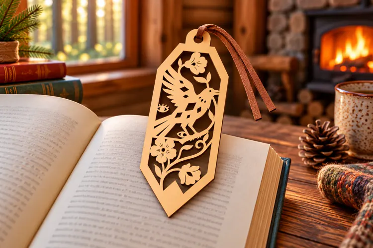 Floral Vine Leaf Bookmark Laser Cut SVG PNG DXF EPS, Wooden