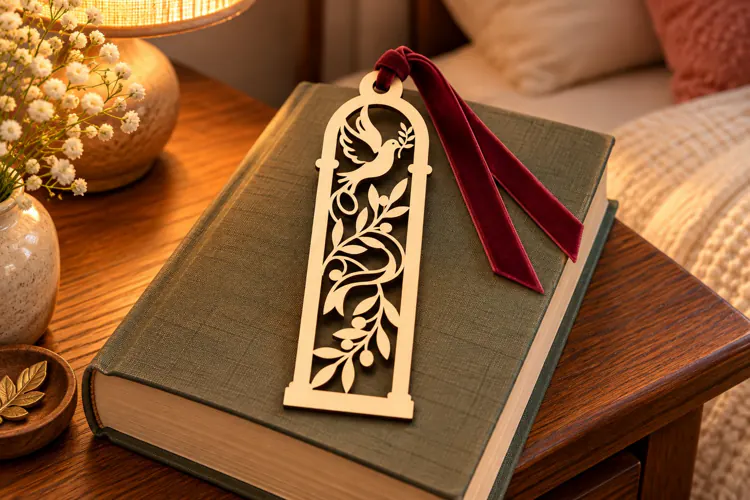 Flower and Vine Bookmark Laser Cut SVG PNG DXF EPS, Wooden