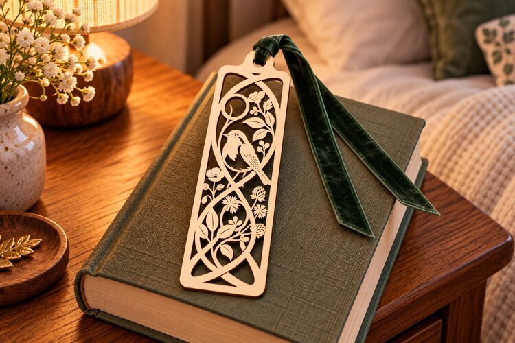 Botanical Lattice Bookmark Laser Cut SVG PNG DXF EPS example image 1