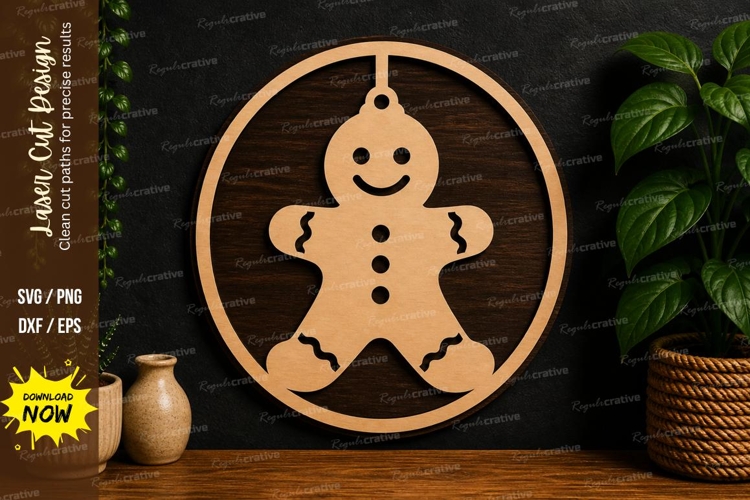 Gingerbread Man Ornament laser cut svg File gingerbread man example image 1