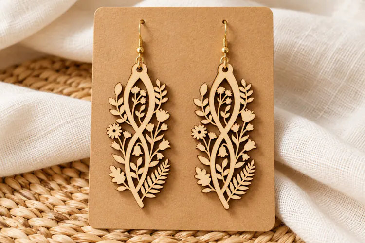 Floral Vine Laser Cut Earrings SVG Template laser cut svg