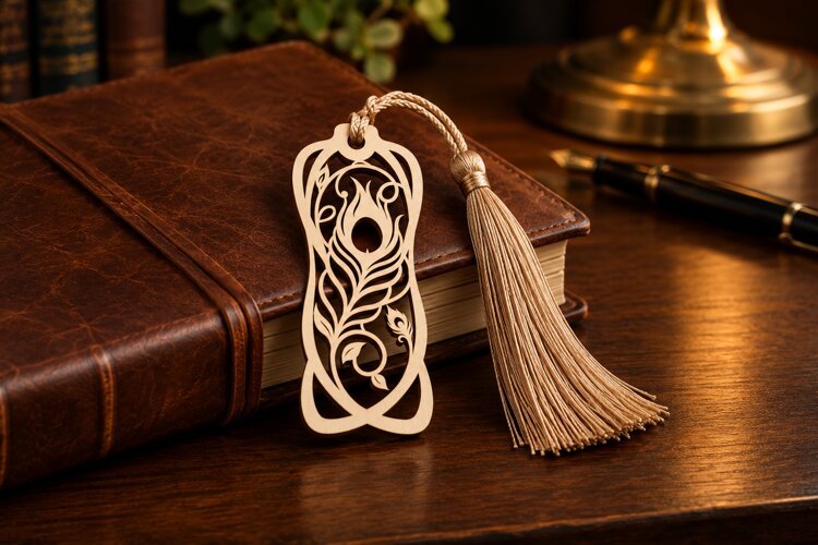 Ornate Peacock Filigree Bookmark Laser Cut SVG PNG peacock example image 1