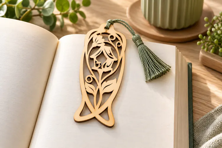 Whimsical Floral Leaf Bookmark Laser Cut SVG PNG floral