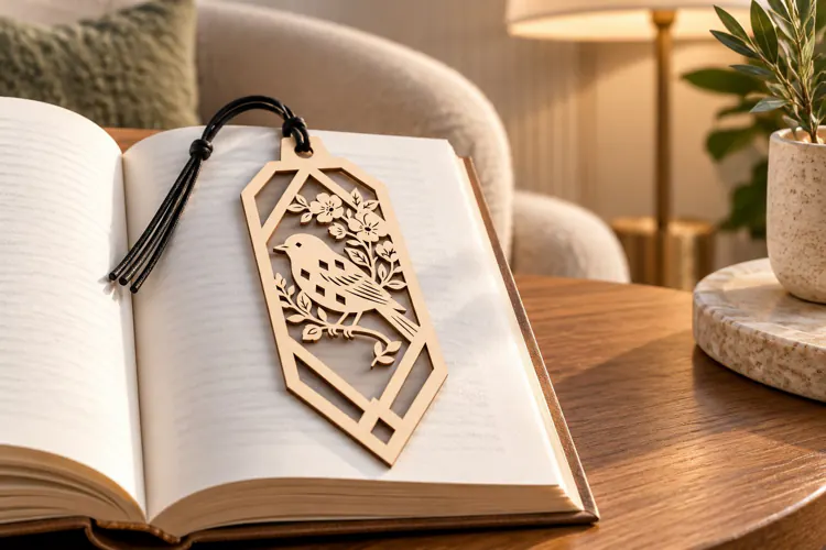 Geometric Frame Bookmark Laser Cut SVG PNG bird in frame